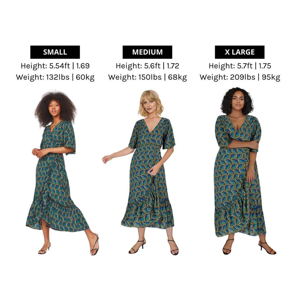 Silk & Salt Journey Maxi Wrap Dress African Peacock Print Green Blue NEW Medium - Picture 12 of 12
